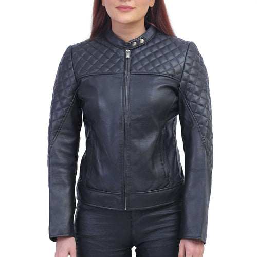 Black Quilted Cafe Racer Jacket